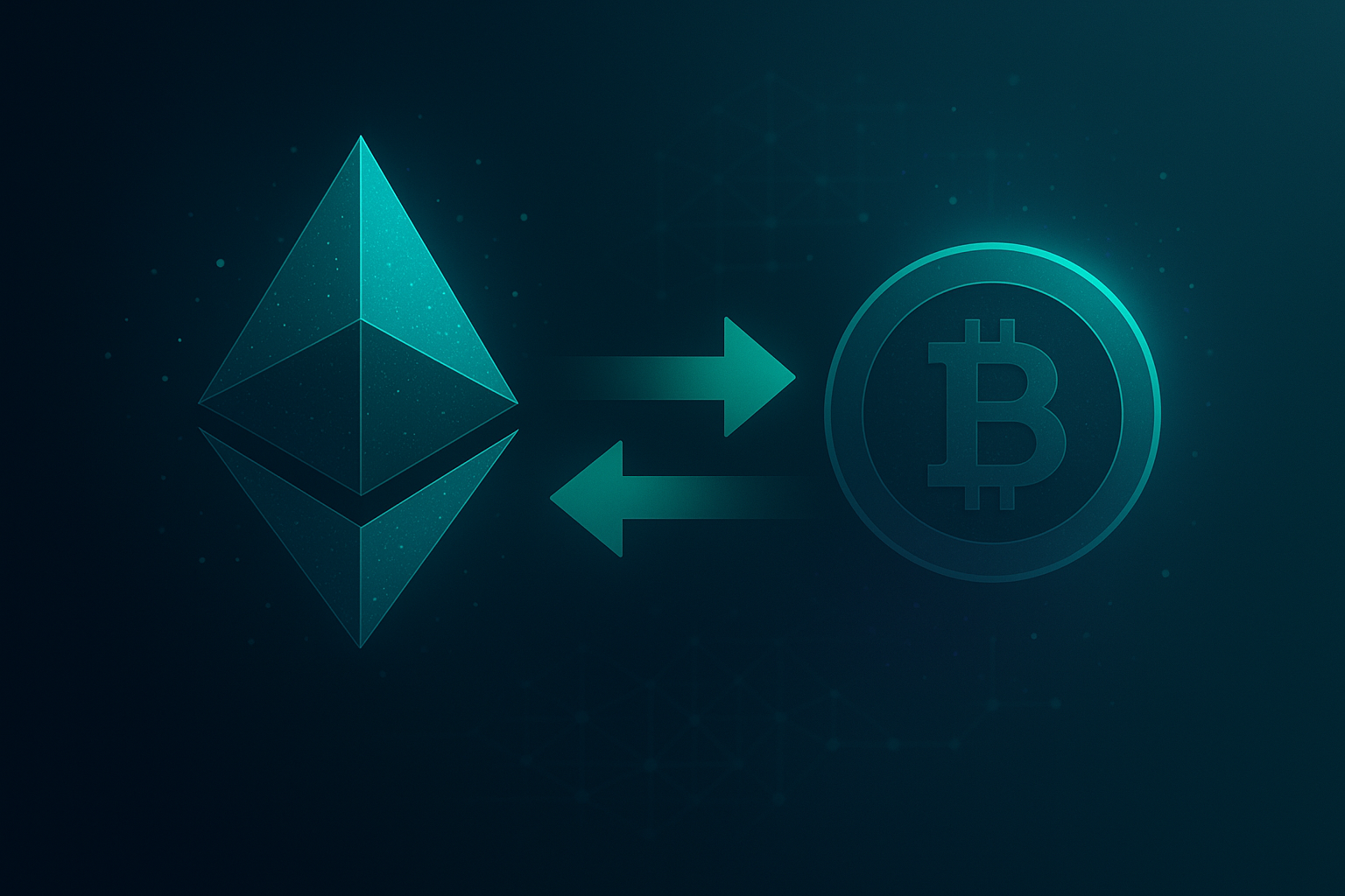 Trader using a private ethereum to bitcoin exchange on a laptop