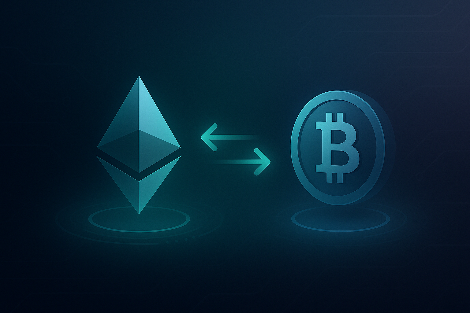 Trader privately swapping Ethereum to Bitcoin on a laptop with a secure, anonymous crypto exchange interface